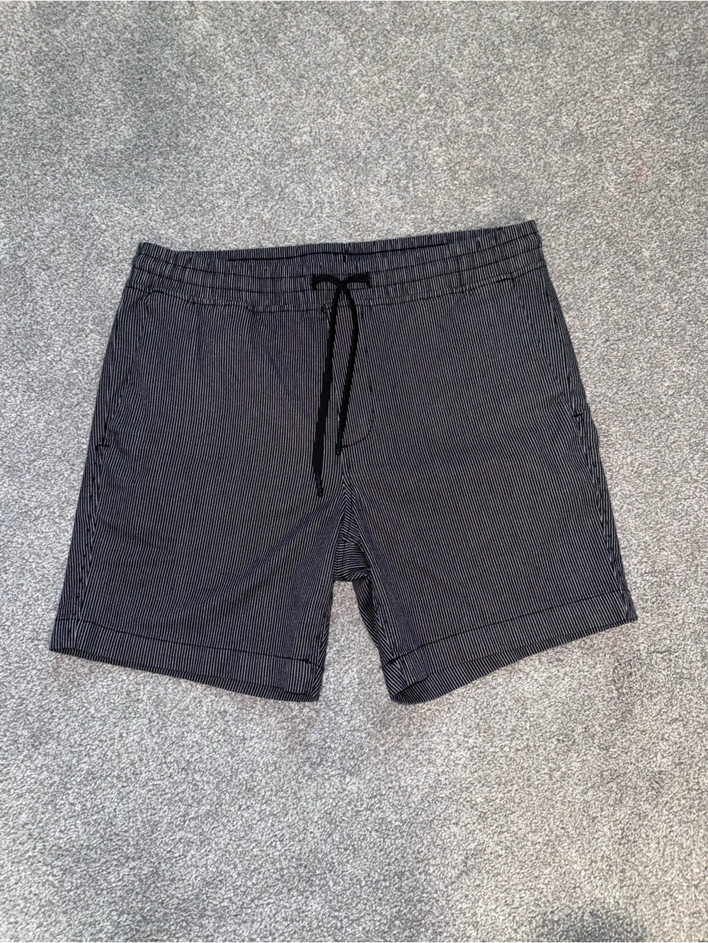 Calvin Klein Black Pinstripe Drawstring Hybrid Shorts